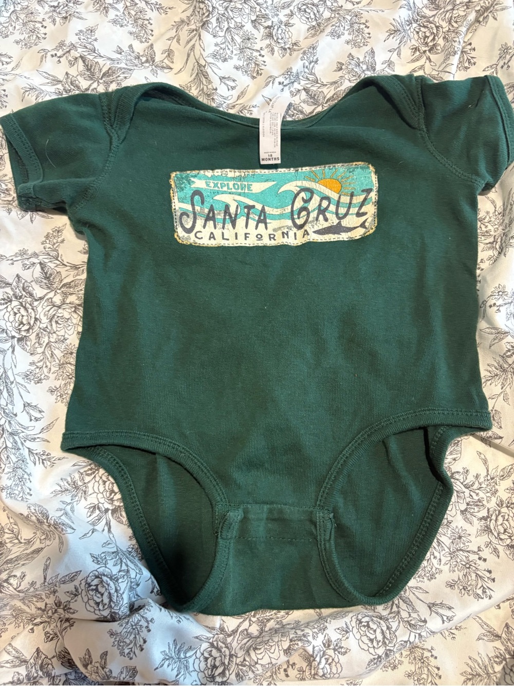 Santa Cruz Skateboards Dark Green Baby Bodysuit with Surf Graphic